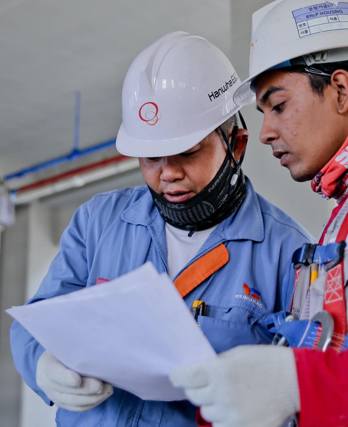 Construction professional working on site